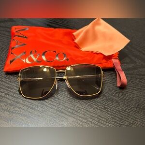 MAX&Co. square-frame sunglasses with a gold metal frame and dark lenses